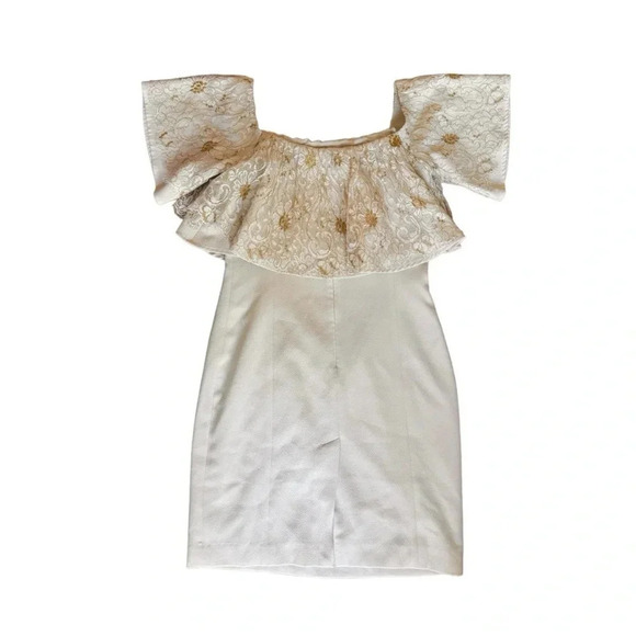 Slate & Willow Golden Iris Dress Size 8 Sheath Off shoulder Lace Ruffle 8 RTR - Picture 9 of 16